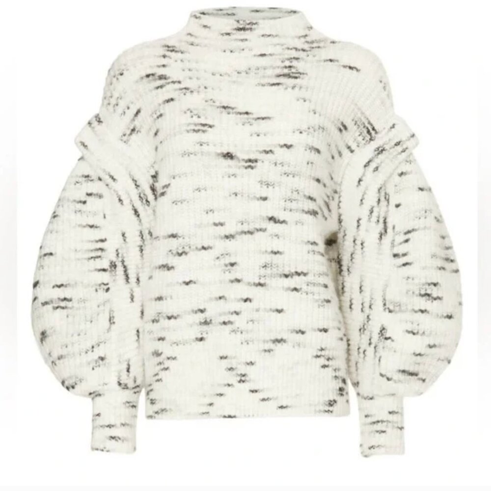 Varley Belgrave Knit Sweater Size Medium White Black Speckled